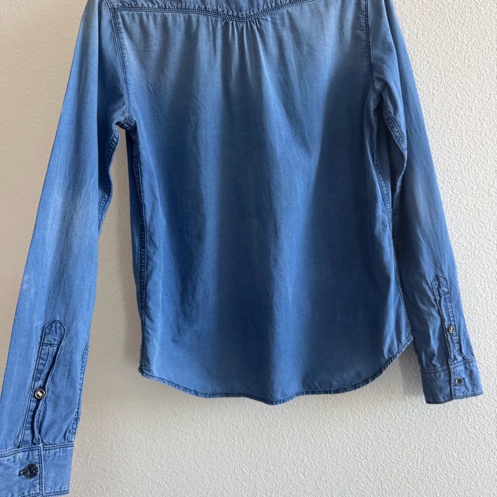 Scotch & Soda Maison Scotch Blue Denim Button Down Shirt Cotton Minimal Casual - Picture 10 of 13